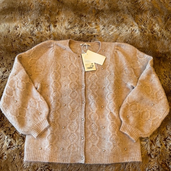 Sezane Sweaters - Sezane Nattie Cardigan Light Beige - Size XL